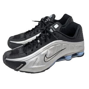 Nike Shox R4 Black Metallic Silver Blue Mens Size 15 Running Sneakers HQ1988-004